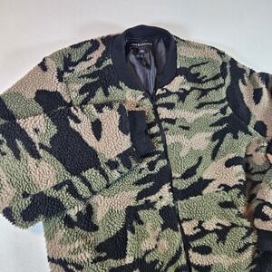 Rock & Republic Camo Fleece Full Zip Jacket Womens Small Outdoors Gorpcore Cozy